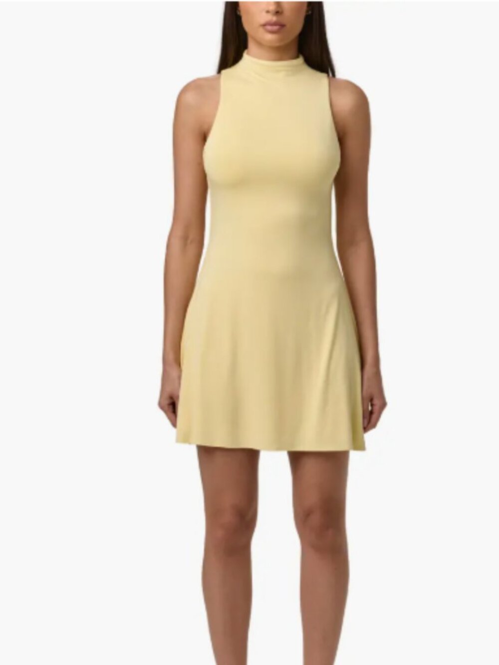 Naked Wardrobe Active Mock Neck Minidress – Buttercream – Large – NWOT
